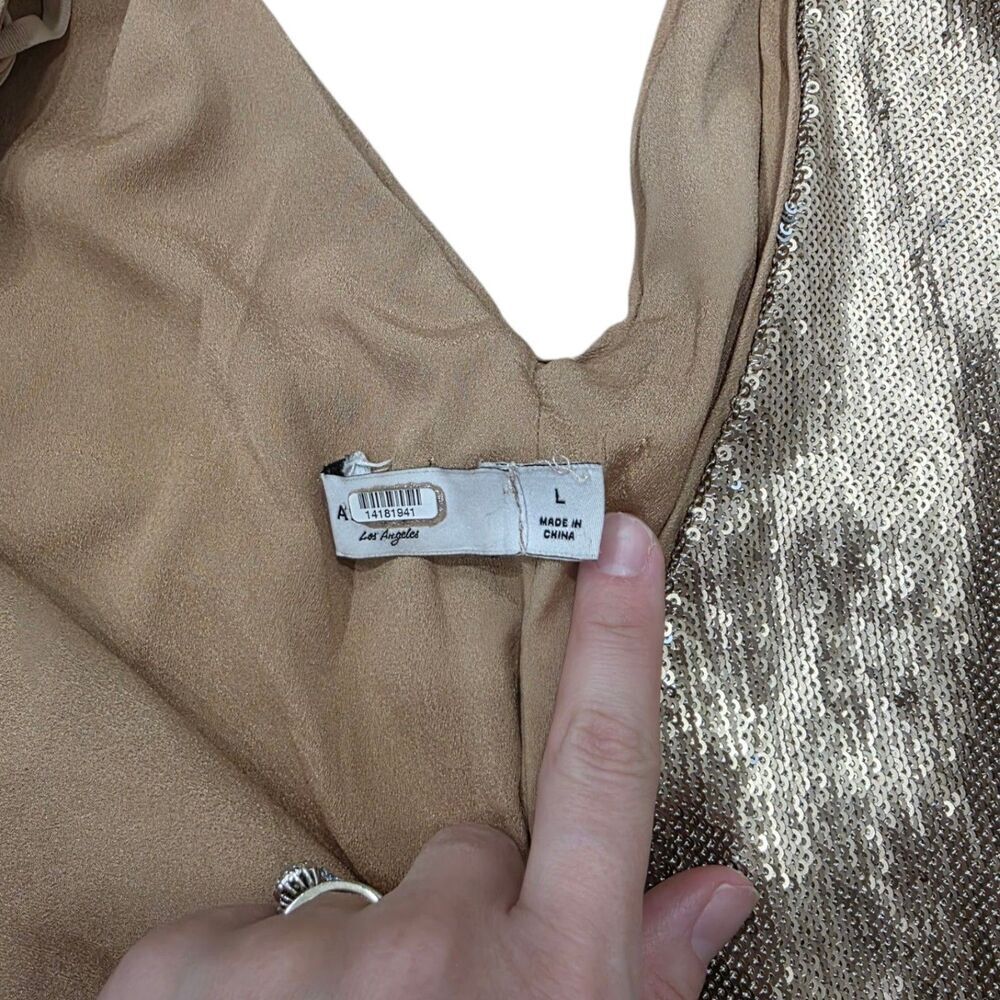 Ali & Jay Gold Sequin 3/4 Romper L - Picture 5 of 7